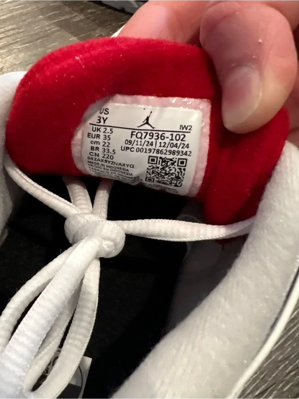 Nike Jordan 4 RM White and Red Low-Top Sneakers size 3Y